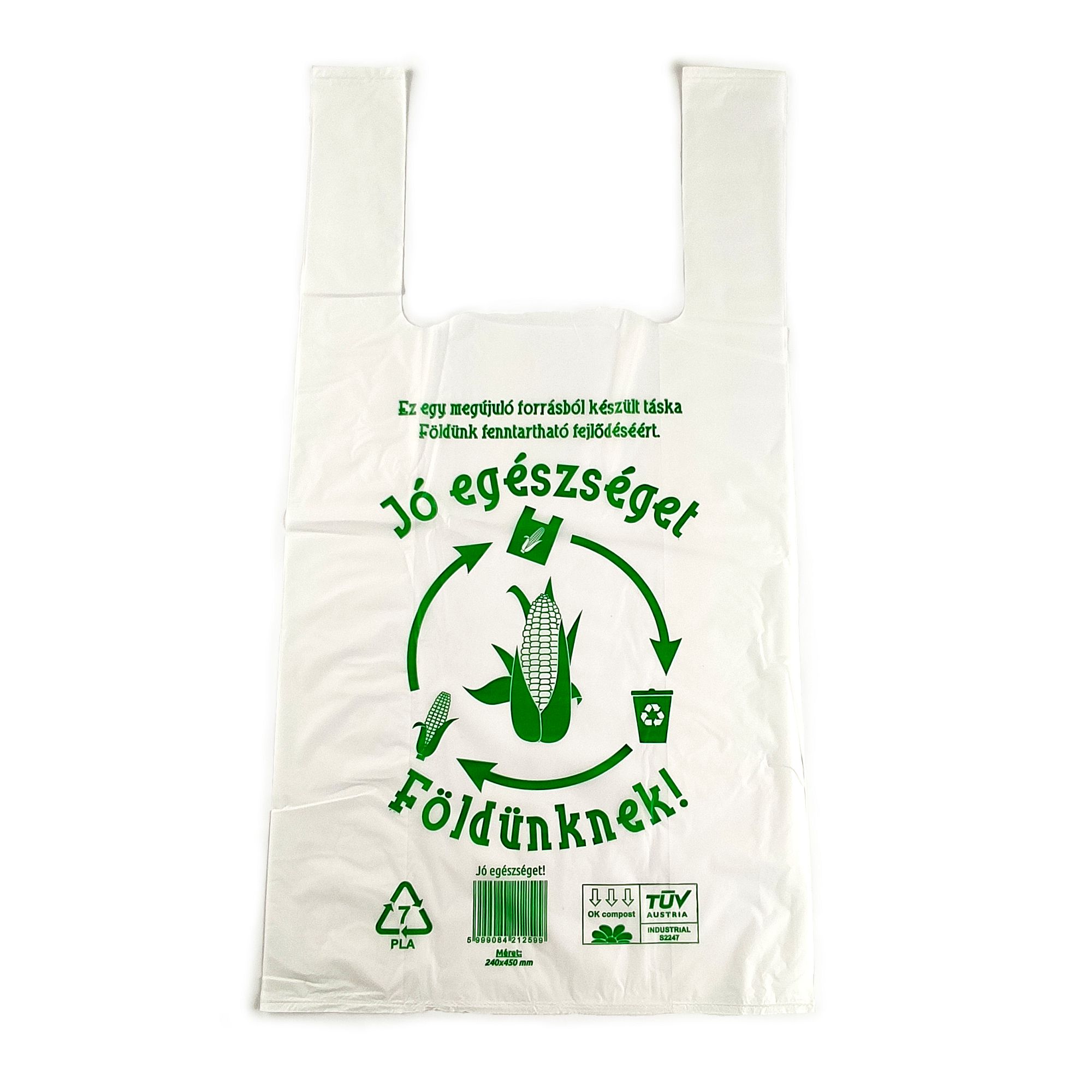 Kukoricakeményítőből (PLA) készült lebomló, környezetbarát táska